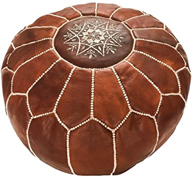 Moroccan leather pouf